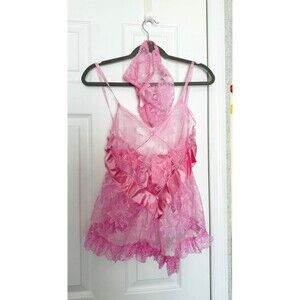 VTG Women’s Lingerie  Set Baby Pink One Size Nylon